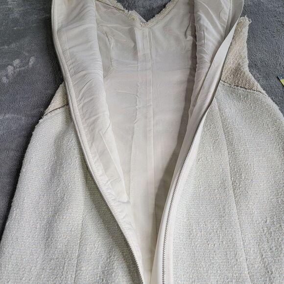Rebecca Taylor Zip Tweed Combo Dress Sleeveless Size 10 Frayed‎ Edges Zippers - Picture 13 of 14